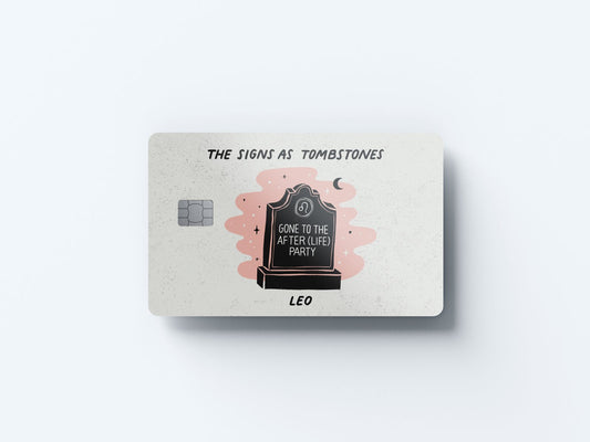 Watercolor leo as a tombstone design | credit card sticker | small chip | credit card skin for nursery and home wall decor.