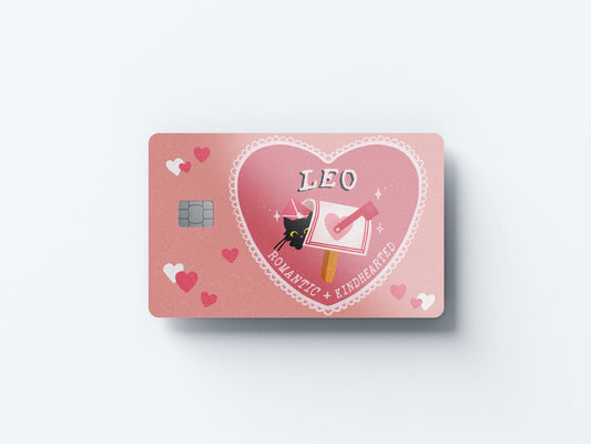 Watercolor leo cat love design | credit card sticker | small chip | credit card skin for nursery and home wall decor.
