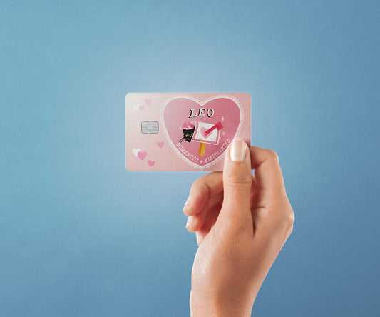 Watercolor leo cat love design | credit card sticker | small chip | credit card skin for nursery and home wall decor.