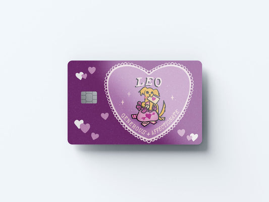 Watercolor leo puppy love design | credit card sticker | small chip | credit card skin for nursery and home wall decor.