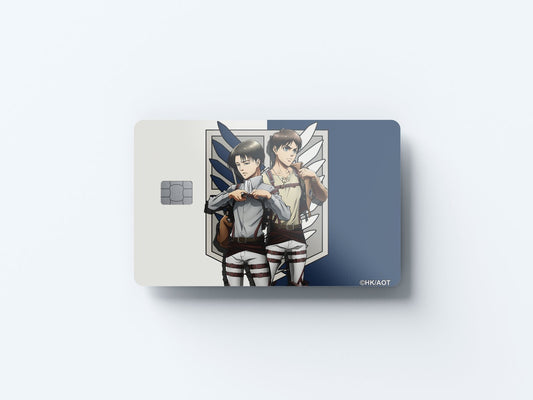 Watercolor levi and eren duo design | credit card sticker | small chip | credit card skin for nursery and home wall decor.