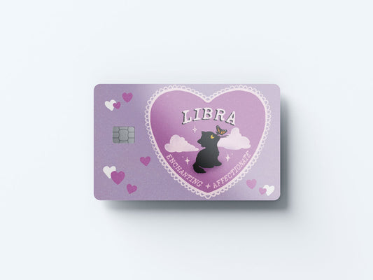 Watercolor libra cat love design | credit card sticker | small chip | credit card skin for nursery and home wall decor.