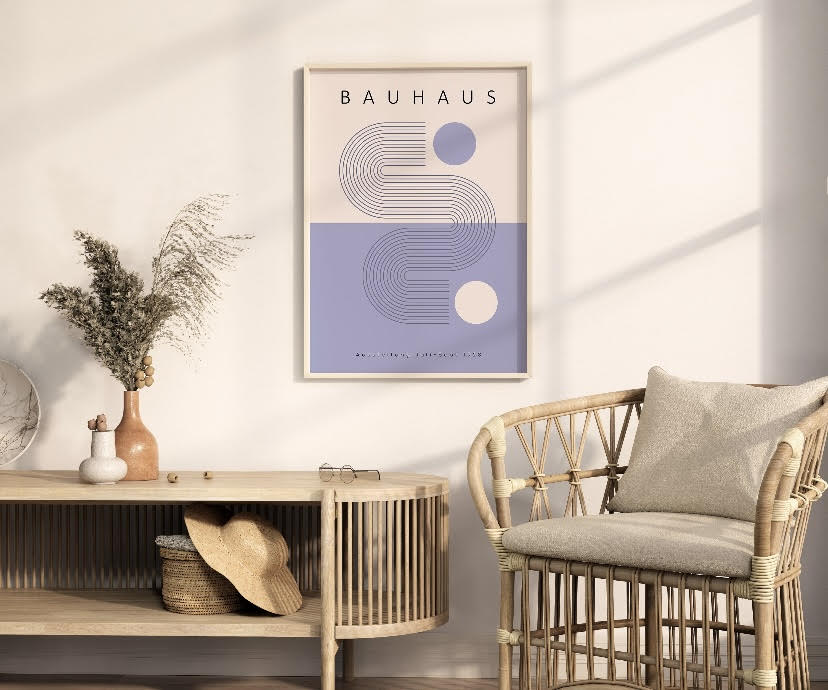 Bauhaus-Inspired Lilac Geometric Circle Art Print