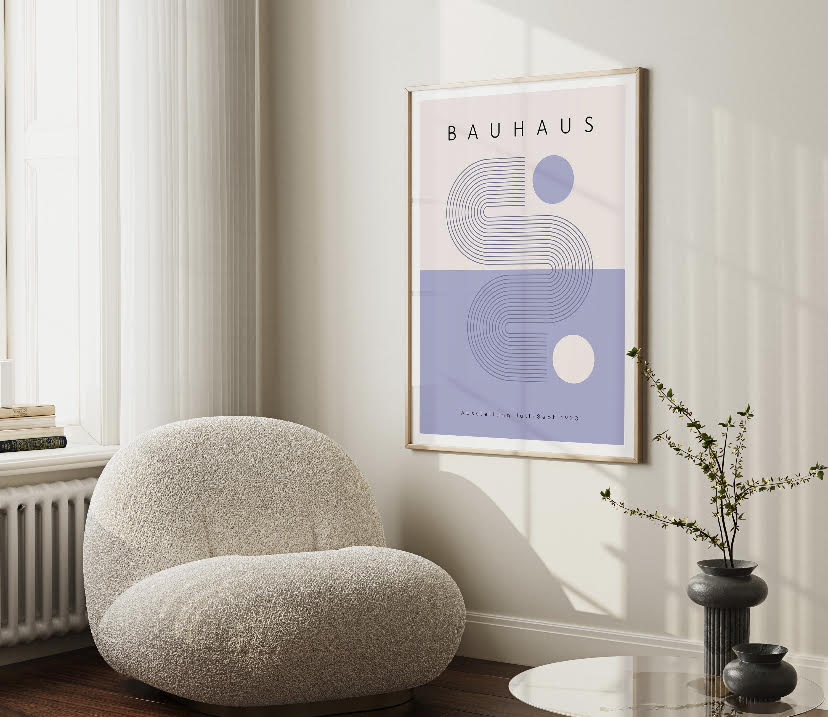 Bauhaus-Inspired Lilac Geometric Circle Art Print