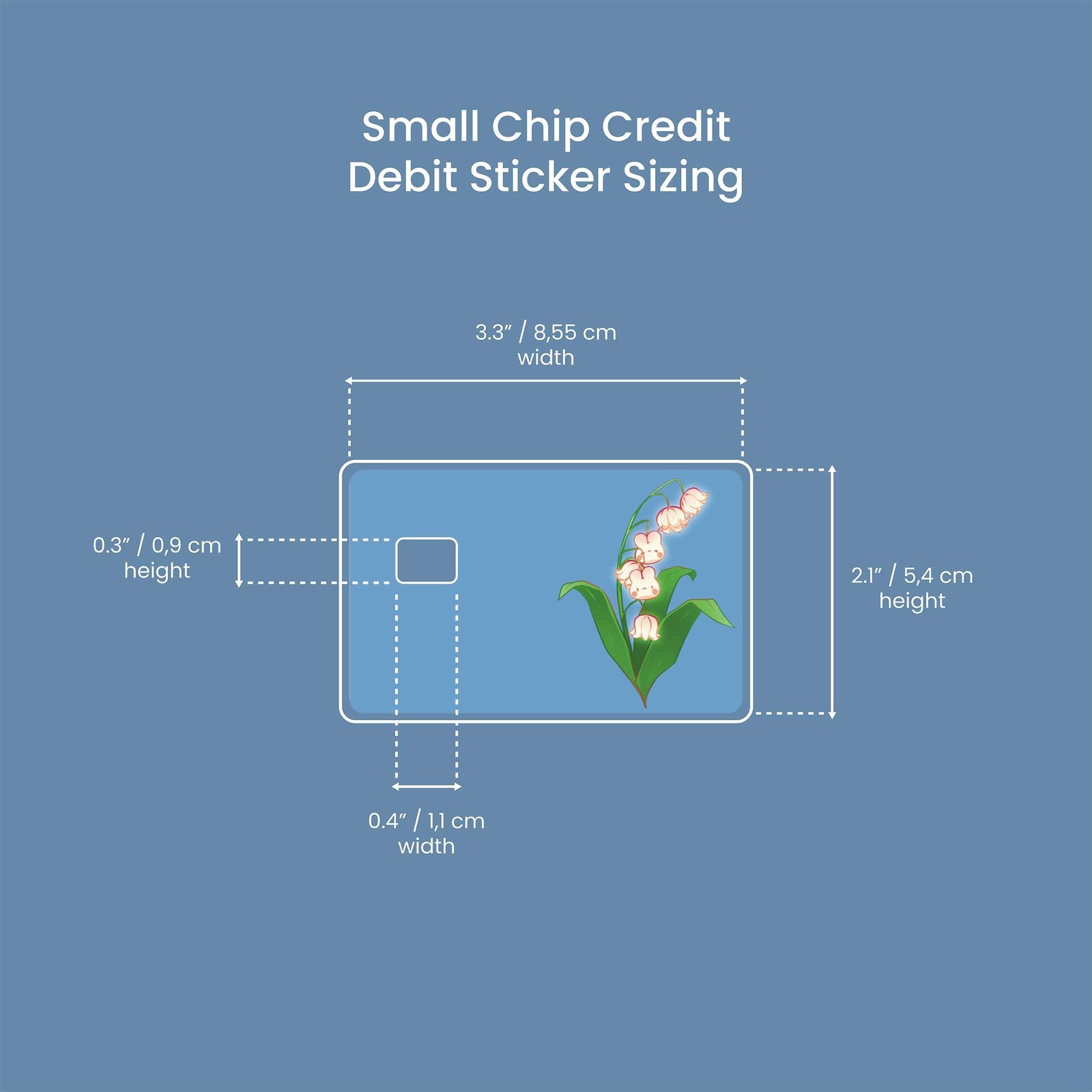 Watercolor lily of the valley design | credit card sticker | small chip | credit card skin for nursery and home wall decor.