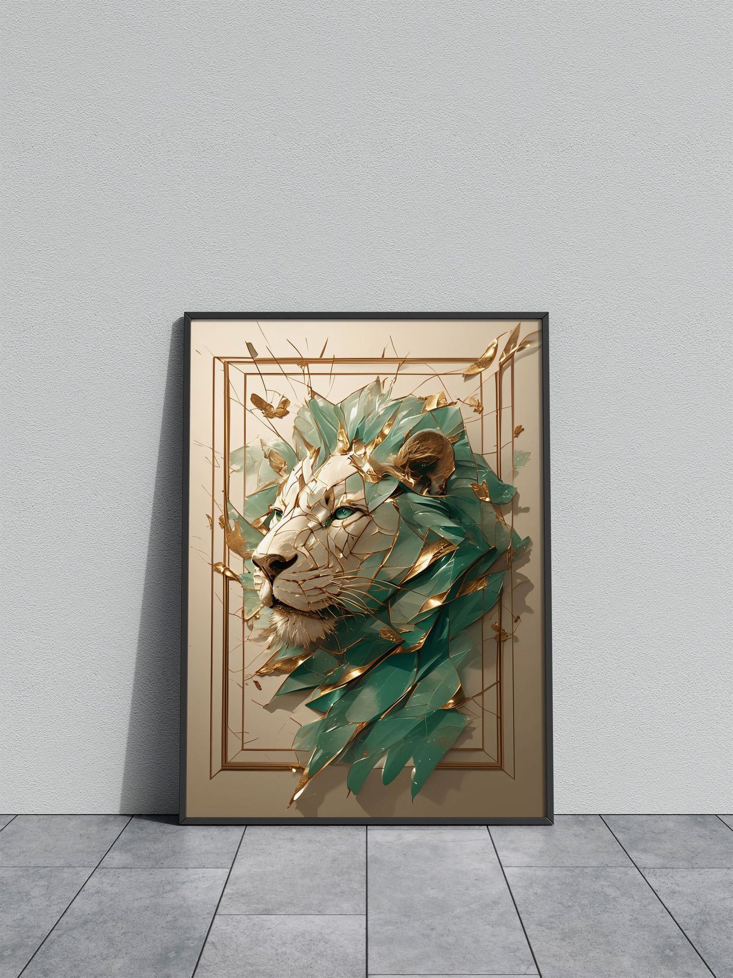 lion kintsugi art Asian Style Poster | Wall Art for Home & Office | High-Quality Print - High-Quality Visual Display