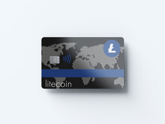 Watercolor litecoin card design | credit card sticker | small chip | credit card skin for nursery and home wall decor.