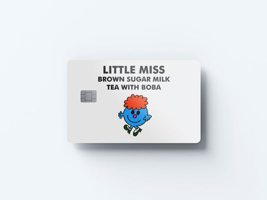 Watercolor little miss brown sugar milk boba tea design | credit card sticker | small chip | credit card skin for nursery and home wall decor.