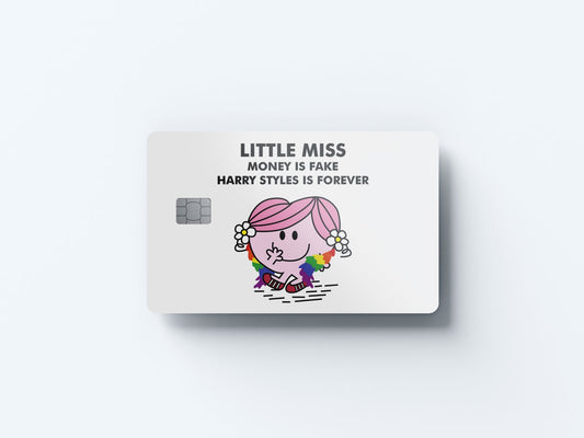 Watercolor little miss money is fake harry styles is forever design | credit card sticker | small chip | credit card skin for nursery and home wall decor.