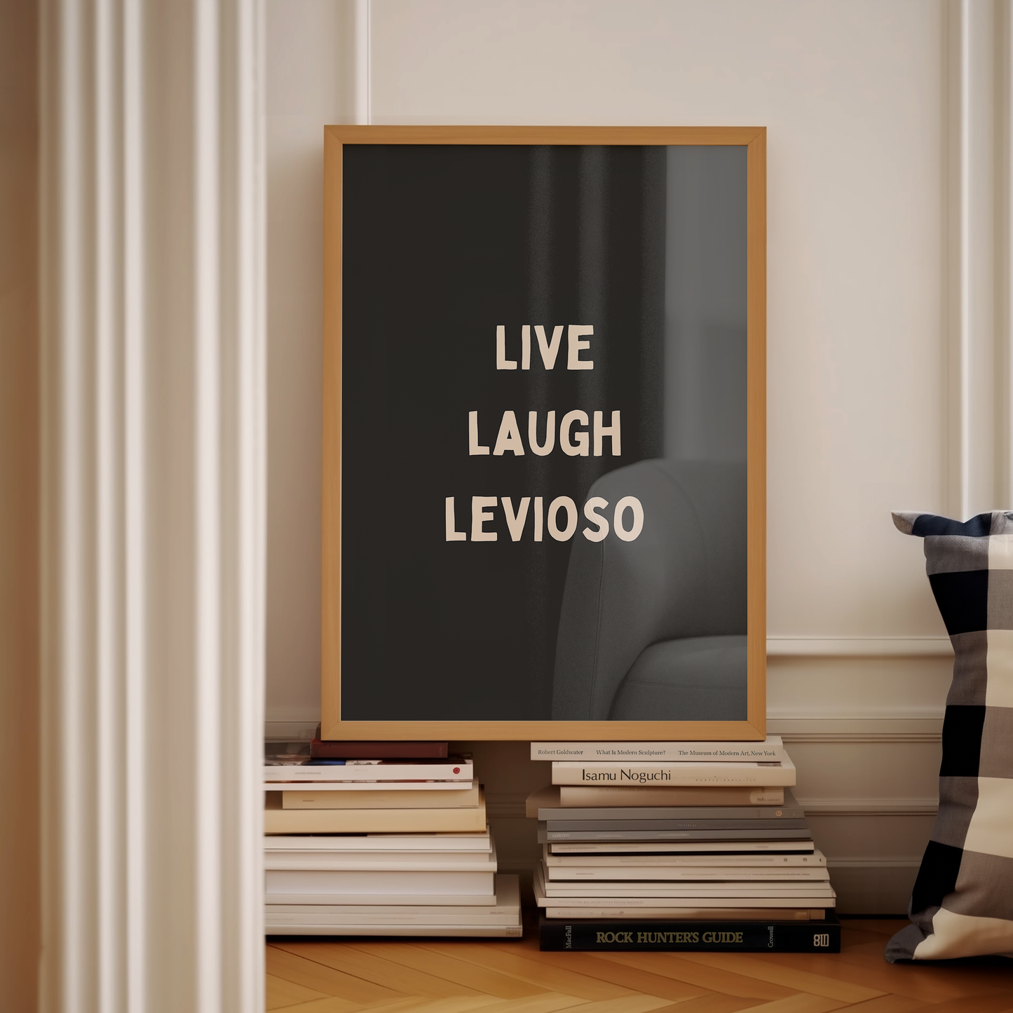 Live Laugh Levioso | Cream and Charcoal | Art Print - High-Quality Premium Wall Art Decor Sticker