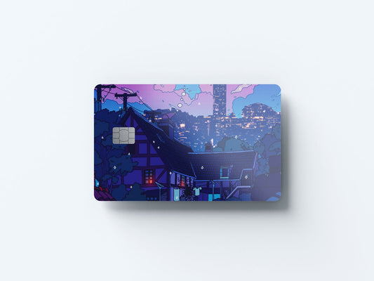 Watercolor lofi night design | credit card sticker | small chip | credit card skin for nursery and home wall decor.