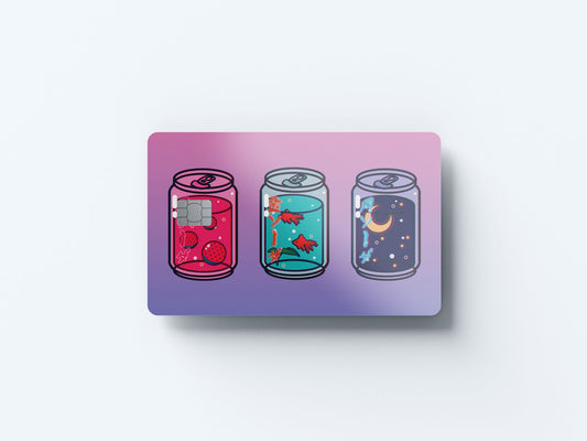 Watercolor lofi sodas design | credit card sticker | small chip | credit card skin for nursery and home wall decor.