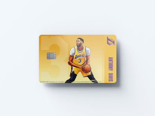 Watercolor los angeles lakers anthony davis design | credit card sticker | small chip | credit card skin for nursery and home wall decor.