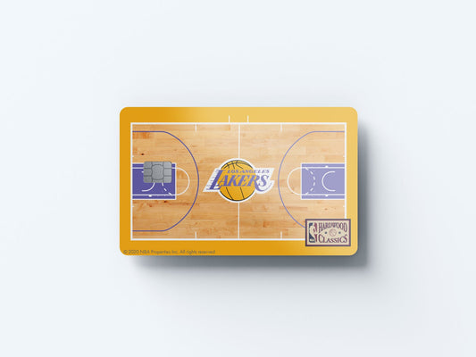 Watercolor los angeles lakers retro courtside hardwood classics design | credit card sticker | small chip | credit card skin for nursery and home wall decor.