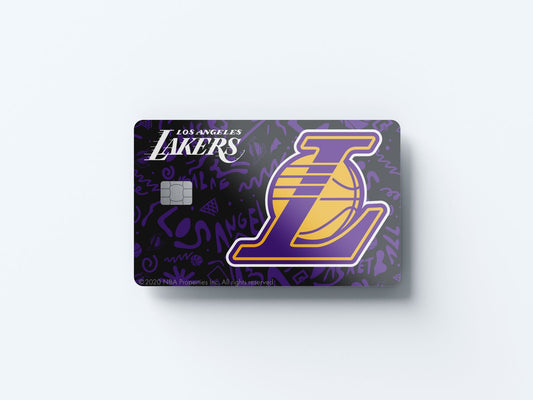 Watercolor los angeles lakers team mural design | credit card sticker | small chip | credit card skin for nursery and home wall decor.
