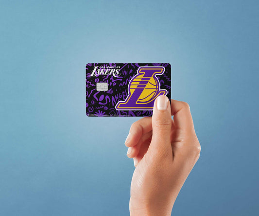 Watercolor los angeles lakers team mural design | credit card sticker | small chip | credit card skin for nursery and home wall decor.
