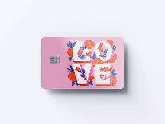 Watercolor love design | credit card sticker | small chip | credit card skin for nursery and home wall decor.