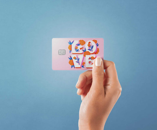 Watercolor love design | credit card sticker | small chip | credit card skin for nursery and home wall decor.