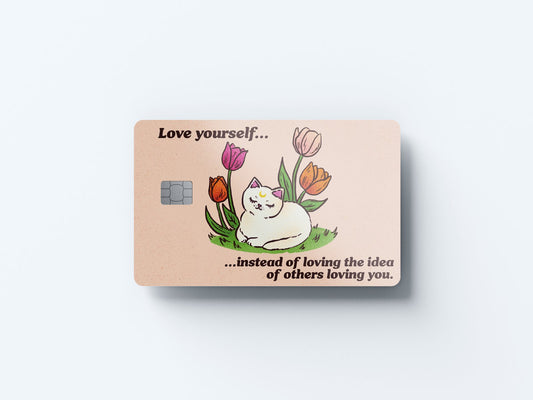 Watercolor love yourself design | credit card sticker | small chip | credit card skin for nursery and home wall decor.