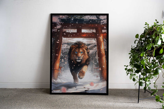 majestic lion torii Asian Style Poster | Wall Art for Home & Office | High-Quality Print - High-Quality Visual Display