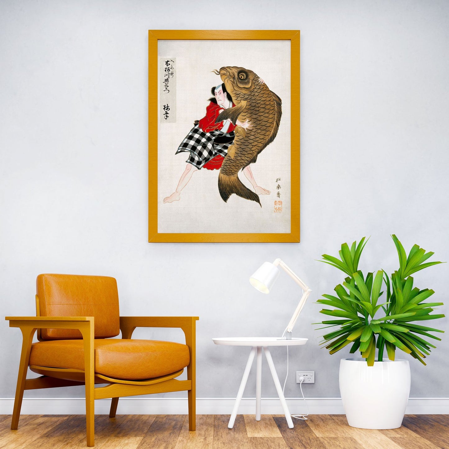 man wrestling fish Asian Style Poster | Wall Art for Home & Office | High-Quality Print - High-Quality Visual Display