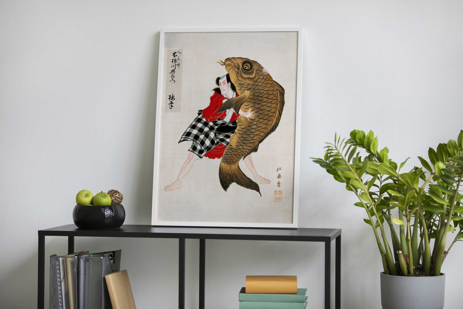 man wrestling fish Asian Style Poster | Wall Art for Home & Office | High-Quality Print - High-Quality Visual Display