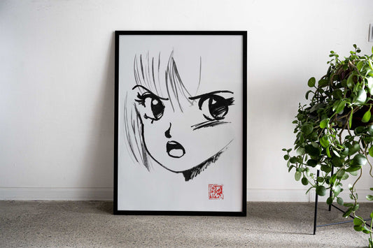 manga face 80s Asian Style Poster | Wall Art for Home & Office | High-Quality Print - High-Quality Visual Display