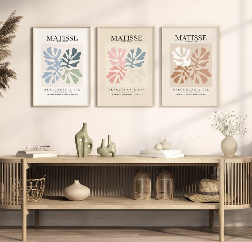 Henri Matisse Vibrant Three-Piece Abstract Wall Art Set