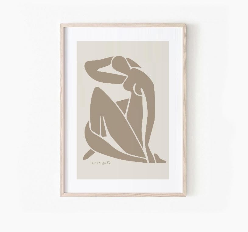 Collection of Three Beige Matisse Art Prints