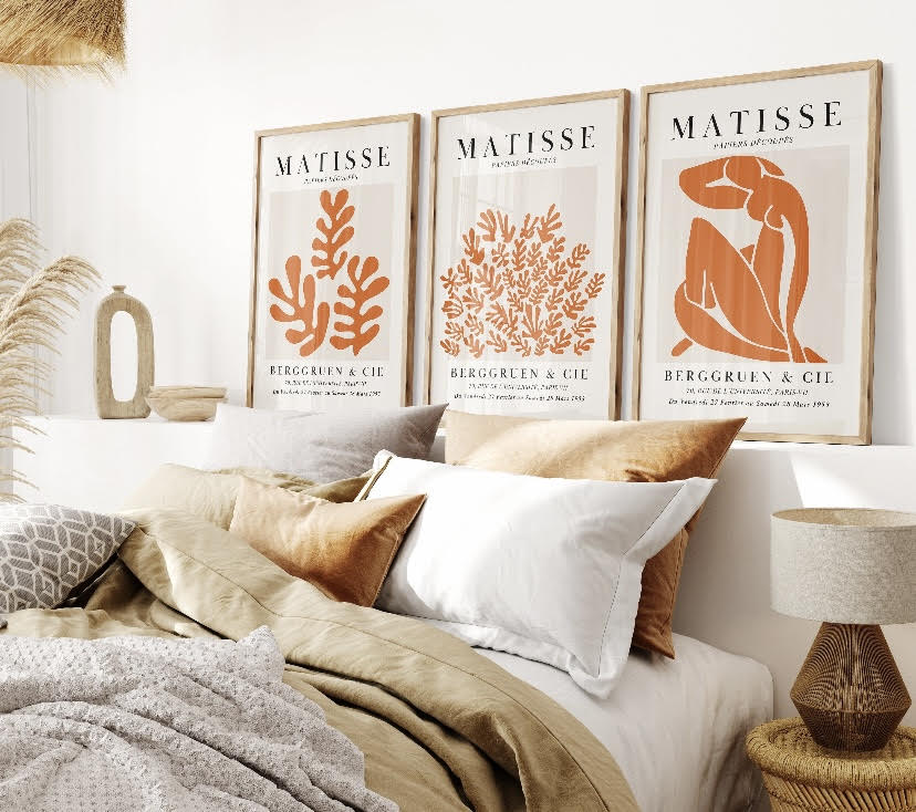 Set of Three Matisse Prints in Vibrant Orange