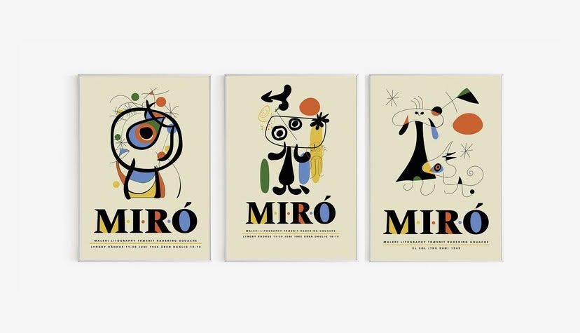 Set of Three Abstract Exhibition Prints by Joan Miró