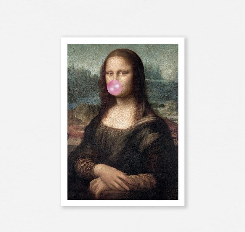 Mona Lisa Bubblegum Artwork - High-Quality Premium Wall Art Decor Sticker