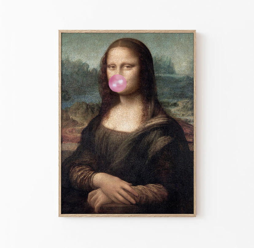 Mona Lisa Bubblegum Artwork - High-Quality Premium Wall Art Decor Sticker