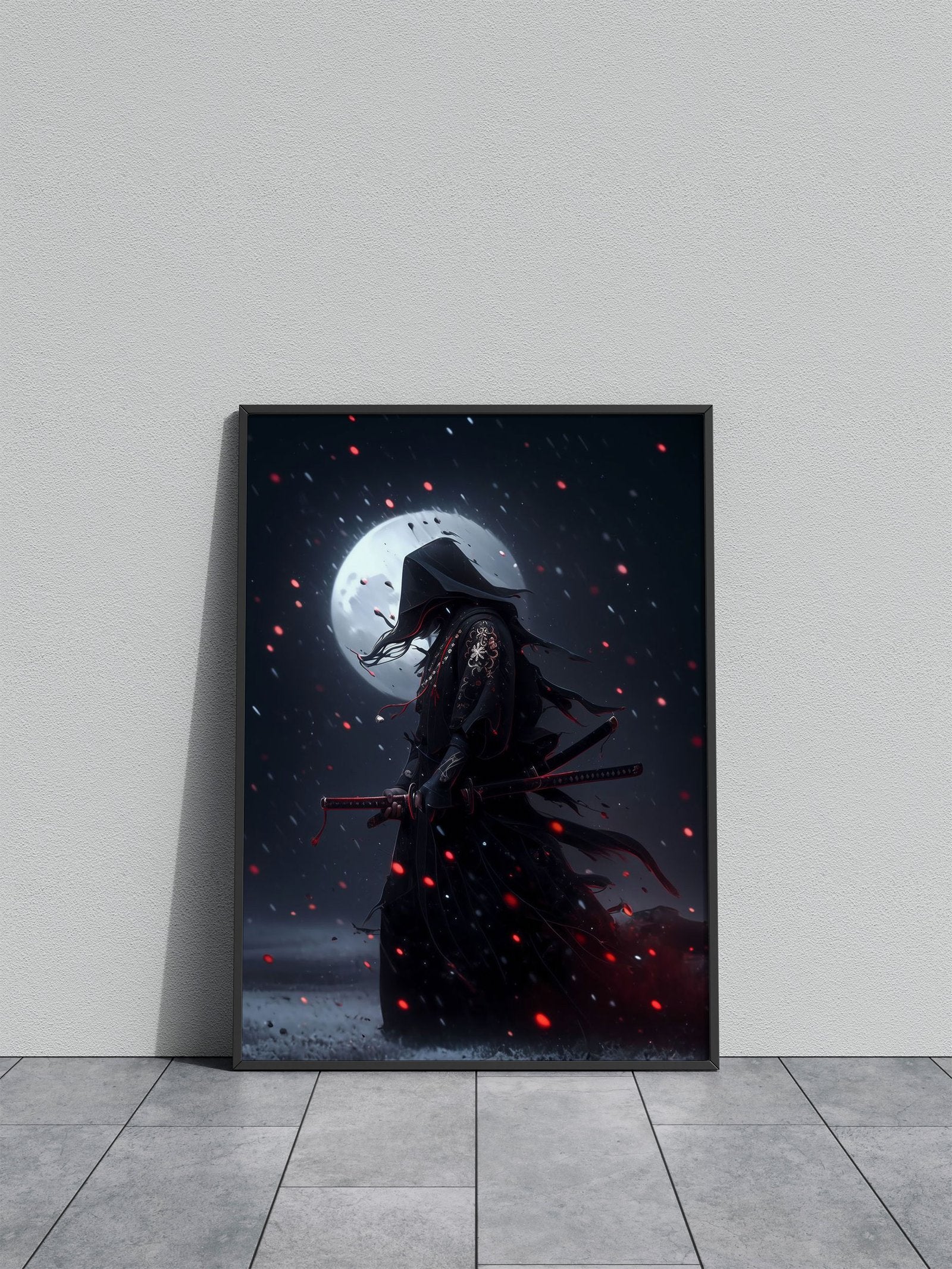 moon light samurai Asian Style Poster | Wall Art for Home & Office | High-Quality Print - High-Quality Visual Display