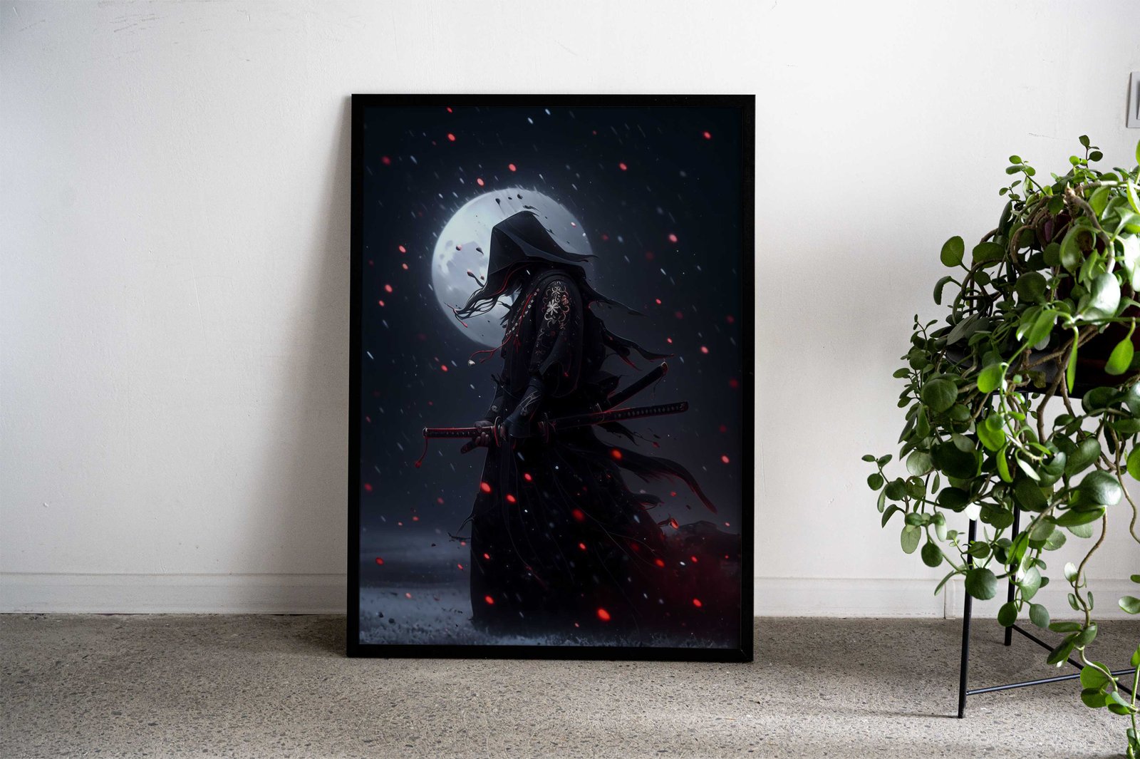 moon light samurai Asian Style Poster | Wall Art for Home & Office | High-Quality Print - High-Quality Visual Display