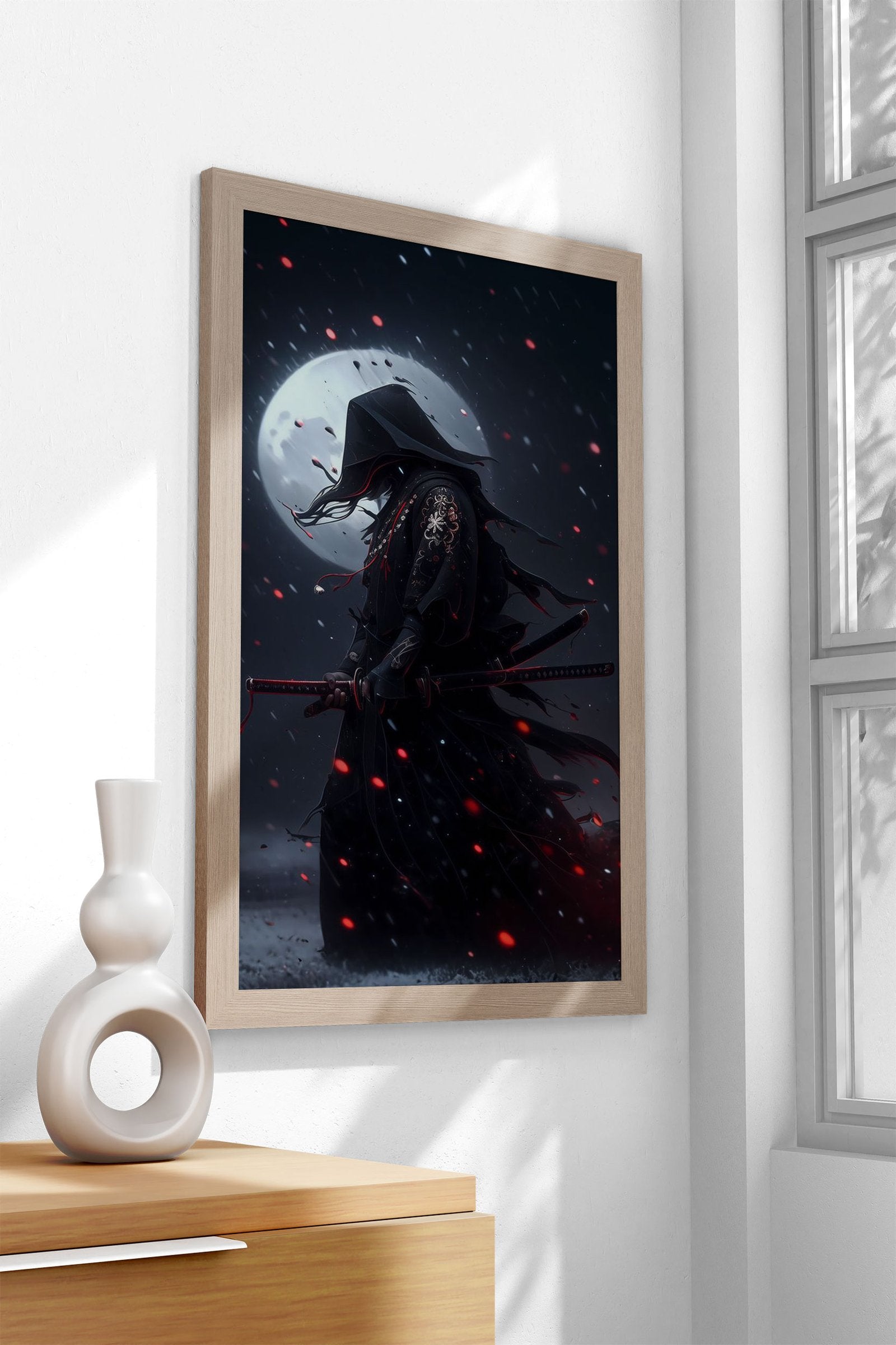 moon light samurai Asian Style Poster | Wall Art for Home & Office | High-Quality Print - High-Quality Visual Display