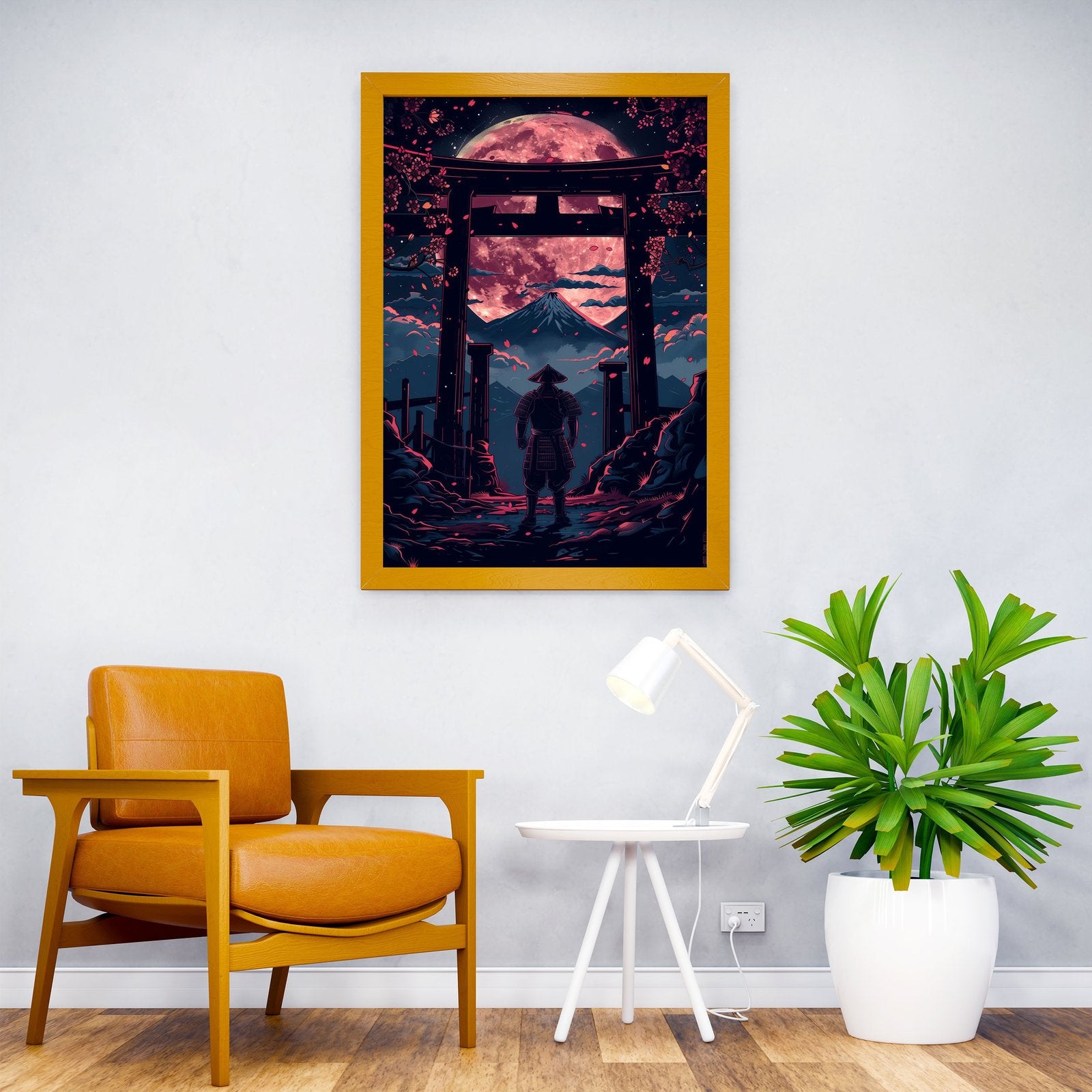 moon red samurai Asian Style Poster | Wall Art for Home & Office | High-Quality Print - High-Quality Visual Display
