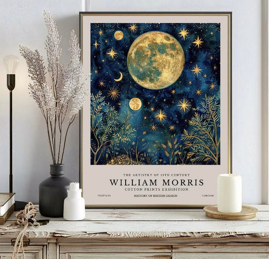 Moon and Stars Print by William Morris