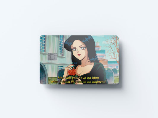 Watercolor morticia addams design | credit card sticker | small chip | credit card skin for nursery and home wall decor.