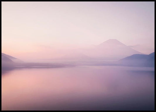 Watercolor mount fuji poster for nursery and home wall decor.
