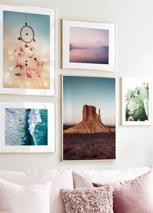 Watercolor mount fuji poster for nursery and home wall decor.