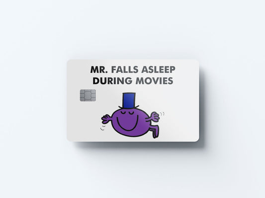 Watercolor mr falls asleep during movies design | credit card sticker | small chip | credit card skin for nursery and home wall decor.