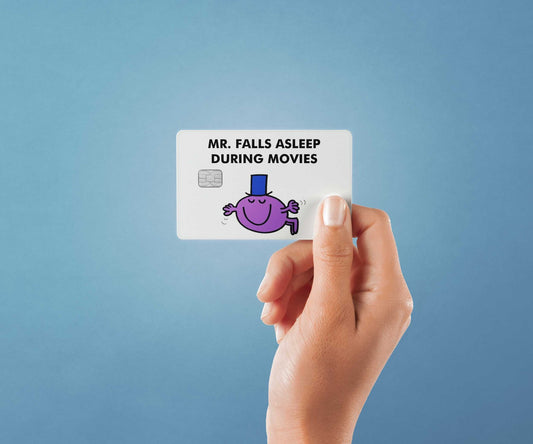 Watercolor mr falls asleep during movies design | credit card sticker | small chip | credit card skin for nursery and home wall decor.