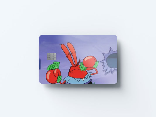Watercolor mr krabs money design | credit card sticker | small chip | credit card skin for nursery and home wall decor.