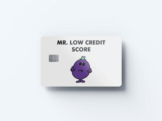 Watercolor mr low credit score design | credit card sticker | small chip | credit card skin for nursery and home wall decor.