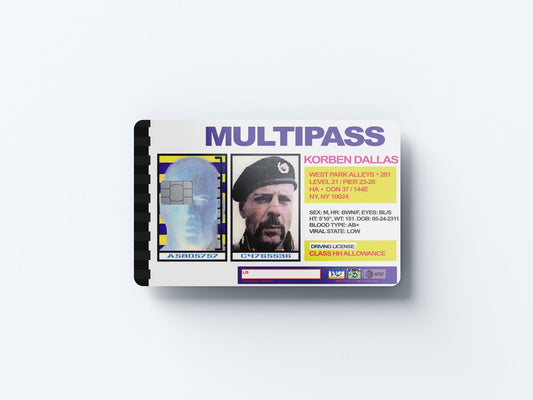 Watercolor multipass korben design | credit card sticker | small chip | credit card skin for nursery and home wall decor.