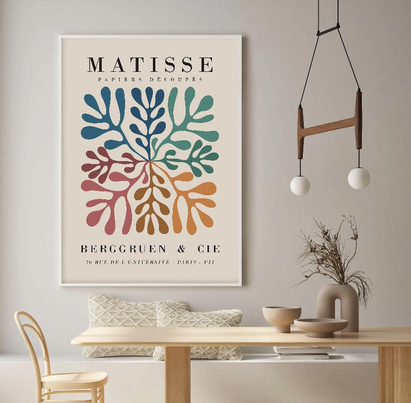 Vibrant Abstract Wall Art Set: Three Pieces Inspired by Henri Matisse and Picasso