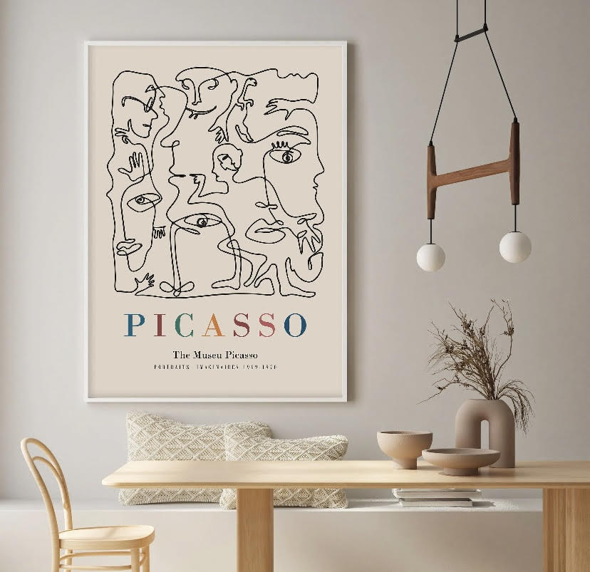 Vibrant Abstract Wall Art Set: Three Pieces Inspired by Henri Matisse and Picasso