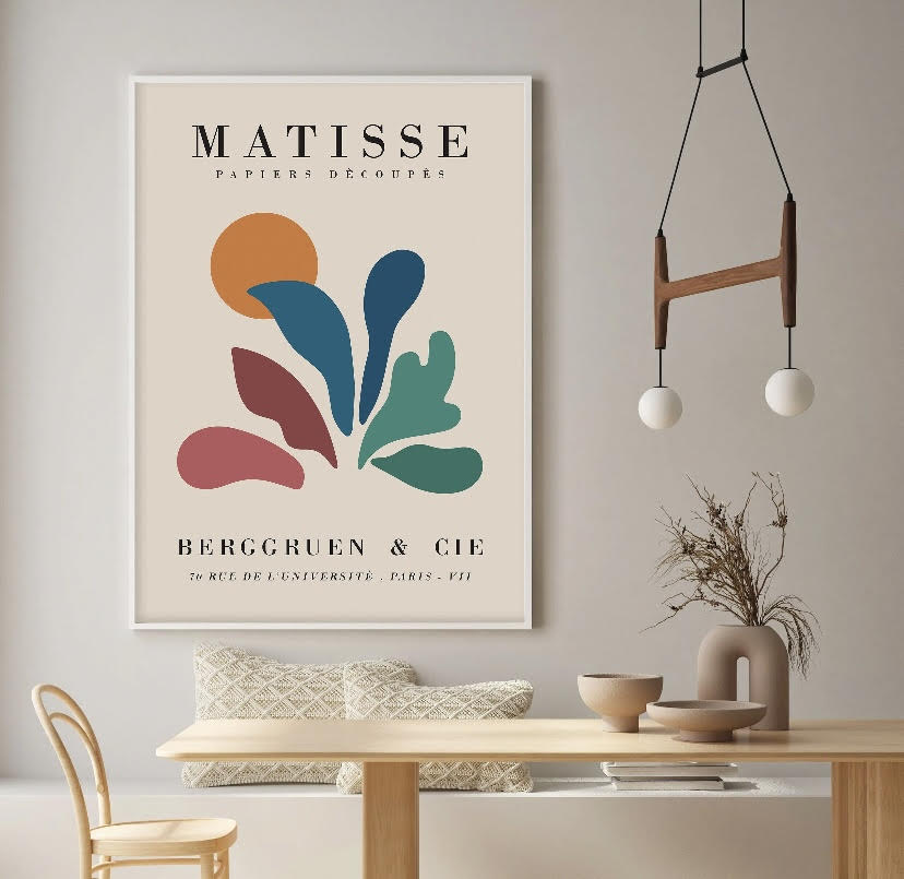 Vibrant Abstract Wall Art Set: Three Pieces Inspired by Henri Matisse and Picasso