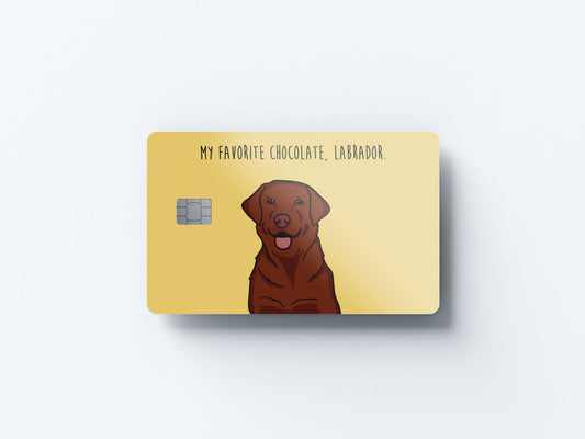 Watercolor my favorite chocolate labrador design | credit card sticker | small chip | credit card skin for nursery and home wall decor.